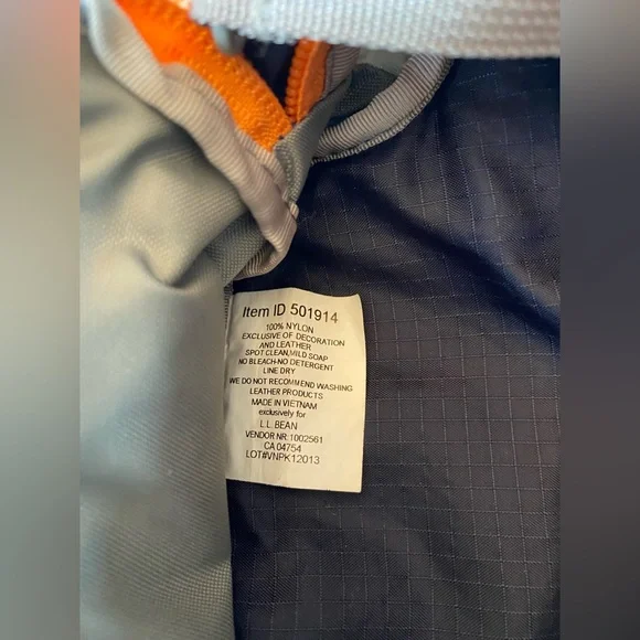 L.L. Bean Stowaway Hip Sling Pack Navy w/Orange 3 Zip Pockets - Picture 5 of 6